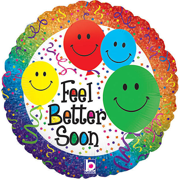 Burton and Burton BALLOONS 566 18&quot; Feel Better Soon Smile Foil Balloons