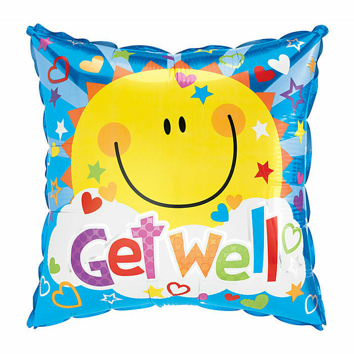 Burton and Burton BALLOONS 573 17&quot; GET WELL SOON SUNSHINE FOIL BALLOON