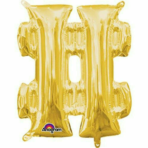 Burton and Burton BALLOONS 778 Gold Number Sign Air-Filled 16&quot; Mylar Balloon