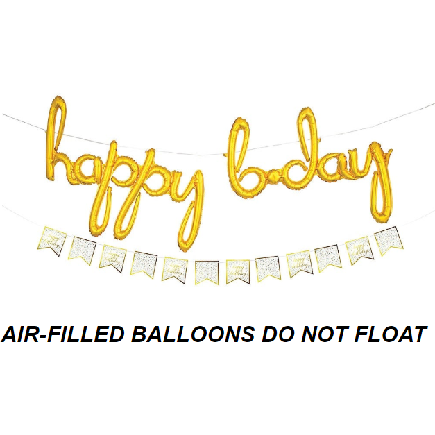 Burton and Burton BALLOONS 787 Gold Happy B-Day Air-Filled 39" Mylar Balloon