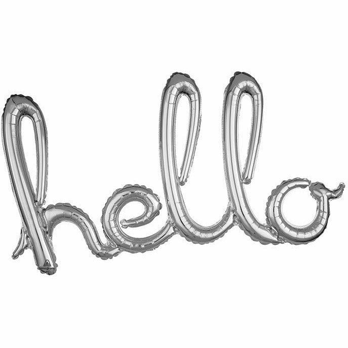 Burton and Burton BALLOONS 794 39&quot;PKG HELLO SILVER SCRIPT PHRASE