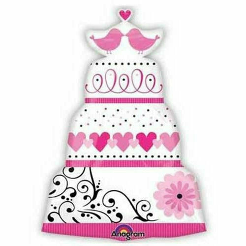 Burton and Burton BALLOONS A001 Sweet Wedding Cake Jumbo 31&quot; Mylar Balloon