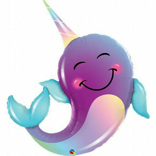 Burton and Burton BALLOONS A002 40&quot; Smiley Narwhal Jumbo Foil