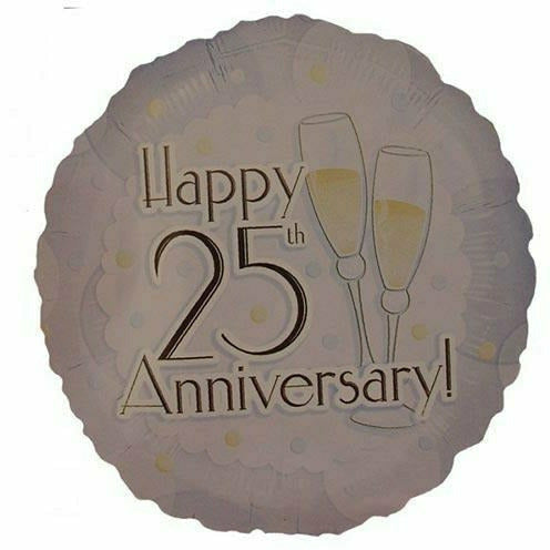 Burton and Burton BALLOONS A002 Happy 25th Anniversary 18" Mylar Balloon