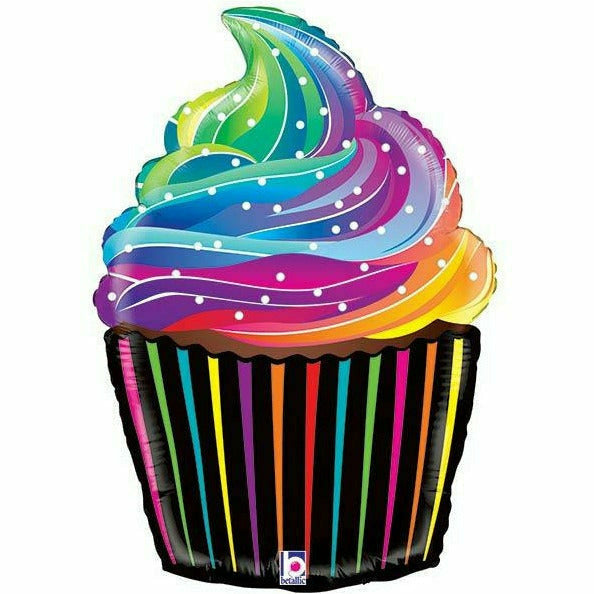 Burton and Burton BALLOONS A004 27&quot;PACKAGED RAINBOW CUPCAKE BALLOON