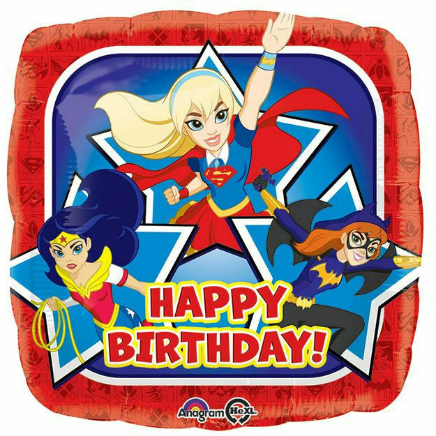 Burton and Burton BALLOONS A006  17&quot; Super Hero Girls Happy Birthday Foil