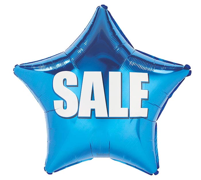 Burton and Burton BALLOONS A015 19&quot; BLUE SALE STAR FOIL BALLOON