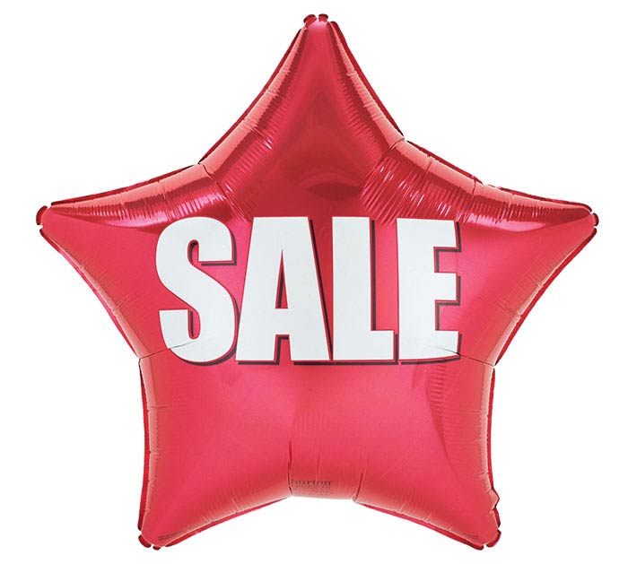 Burton and Burton BALLOONS A015 19" RED SALE STAR FOIL BALLOON