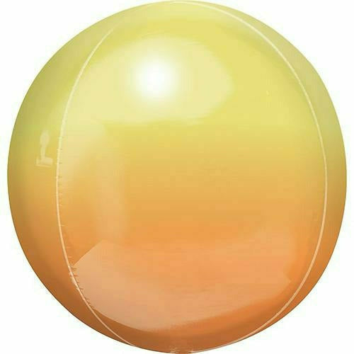 Burton and Burton BALLOONS A015 Yellow &amp; Orange Ombre Orbz 16&quot; Mylar Balloon