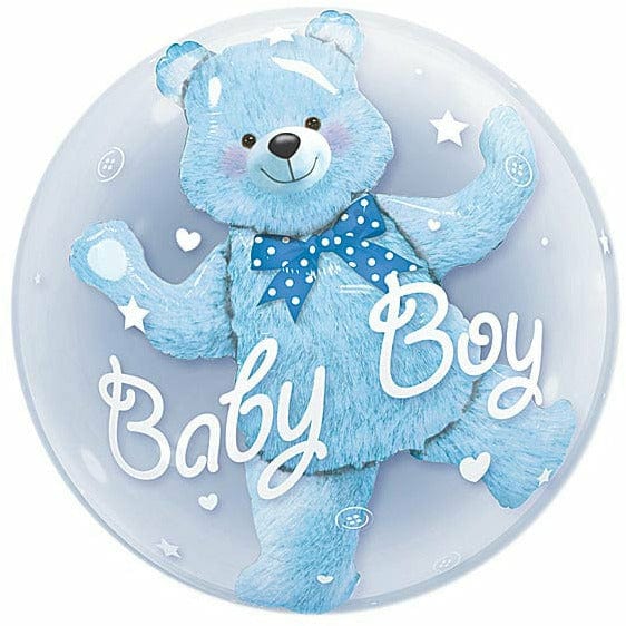 Burton and Burton BALLOONS B004 24" Baby Blue Bear Double Bubble Balloon