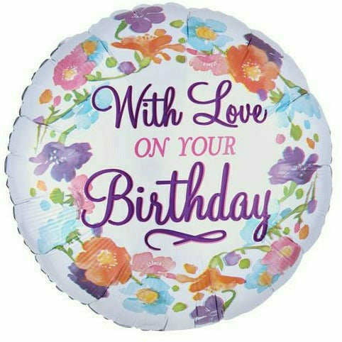 Burton and Burton BALLOONS B008 With Love on your Birthday 17&quot; Mylar Balloon