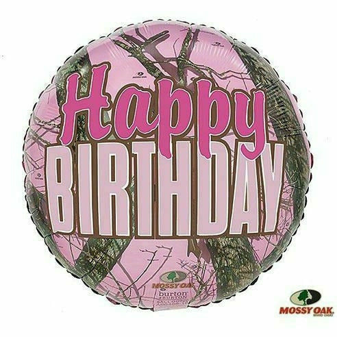 Burton and Burton BALLOONS B009 Happy Birthday Pink Mossy Oak 18&quot; Mylar Balloon