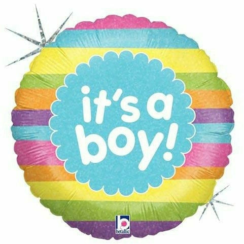 Burton and Burton BALLOONS D001 It&#39;s a Boy Blue Striped 18&quot; Mylar Balloon