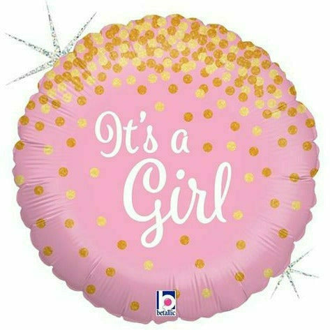 Burton and Burton BALLOONS D002  Pink Glitter It's a Girl 18" Mylar Balloon