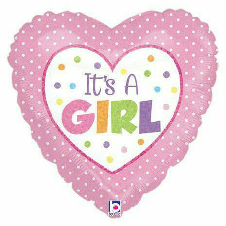 Burton and Burton BALLOONS D002 Pink Heart It's a Girl 18" Mylar Balloon