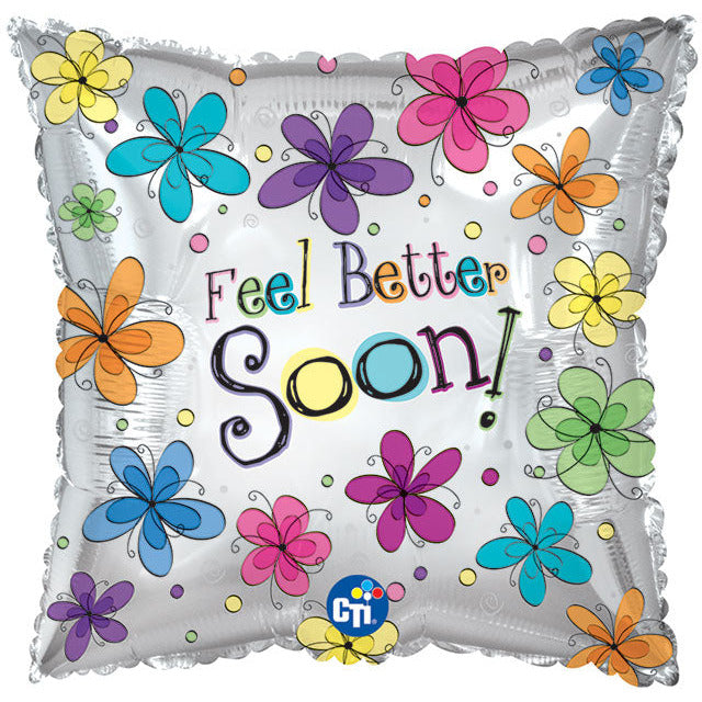 Burton and Burton BALLOONS D004 18&quot; Square Feel Better Soon Foil Balloon