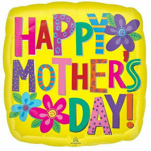 Burton and Burton BALLOONS D005 28&quot; BRIGHT HAPPY MOTHER&#39;S DAY BALLOON