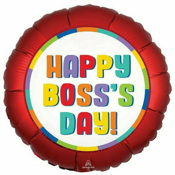 Burton and Burton Balloons D007 18" HAPPY BOSS'S DAY SATIN LUXE BALLOON