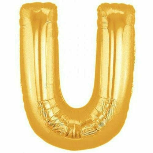 Burton and Burton BALLOONS F001 Gold Letter U Jumbo 40" Mylar Balloon