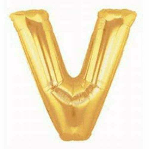 Burton and Burton BALLOONS F001 Gold Letter V Jumbo 40&quot; Mylar Balloon