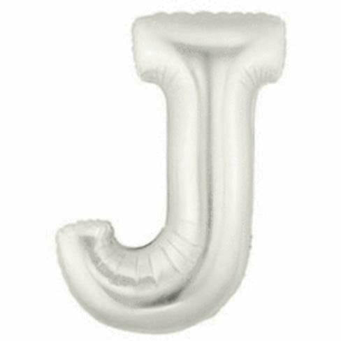 Burton and Burton BALLOONS F001 Silver Letter J Jumbo 40&quot; Mylar Balloon