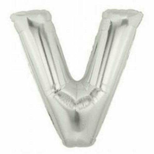 Burton and Burton BALLOONS F001 Silver Letter V Jumbo 40&quot; Mylar Balloon