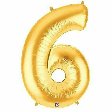 Burton and Burton BALLOONS F003Gold Number 6 Jumbo 40&quot; Mylar Balloon