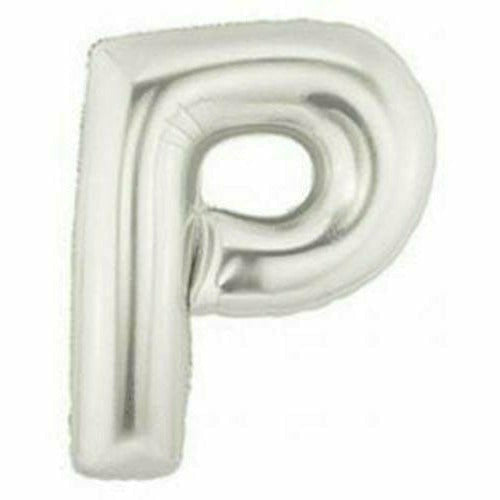 Burton and Burton BALLOONS F004 Silver Letter P Jumbo 40&quot; Mylar Balloon