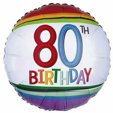 Burton and Burton BALLOONS F005 Rainbow 80th Birthday 17&quot; Mylar Balloon