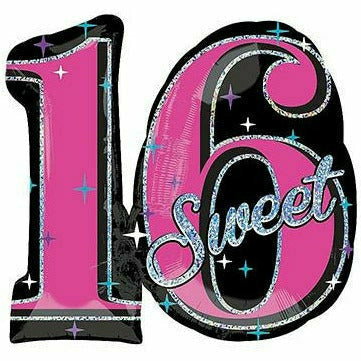 Burton and Burton BALLOONS F006 Sweet 16 Jumbo 28&quot; Mylar Balloon