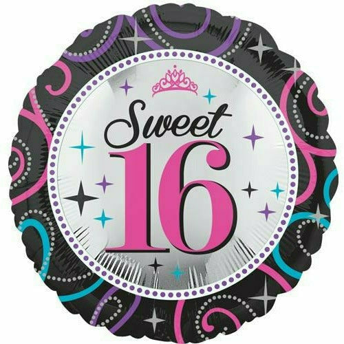 Burton and Burton BALLOONS F007 Sweet 16 Sparkle 17&quot; Mylar Balloon