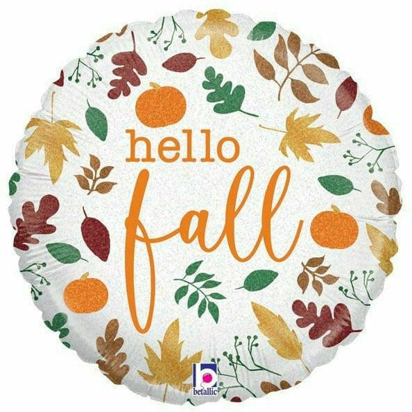 Burton and Burton BALLOONS G008 18" HELLO FALL AUTUMN LEAVES BALLOON