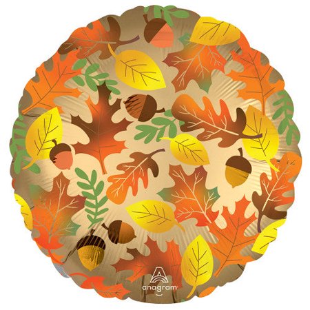 Burton and Burton BALLOONS G008 18&quot; Satin Fall Leaves Foil Mylar Balloon