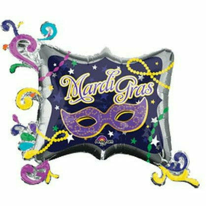 Burton and Burton BALLOONS G009  Mardi Gras Frame Jumbo 34" Mylar Balloon