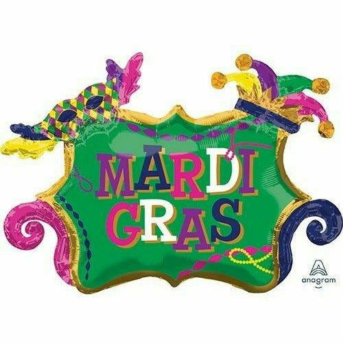 Burton and Burton BALLOONS G010Mardi Gras Jumbo 34" Mylar Balloon