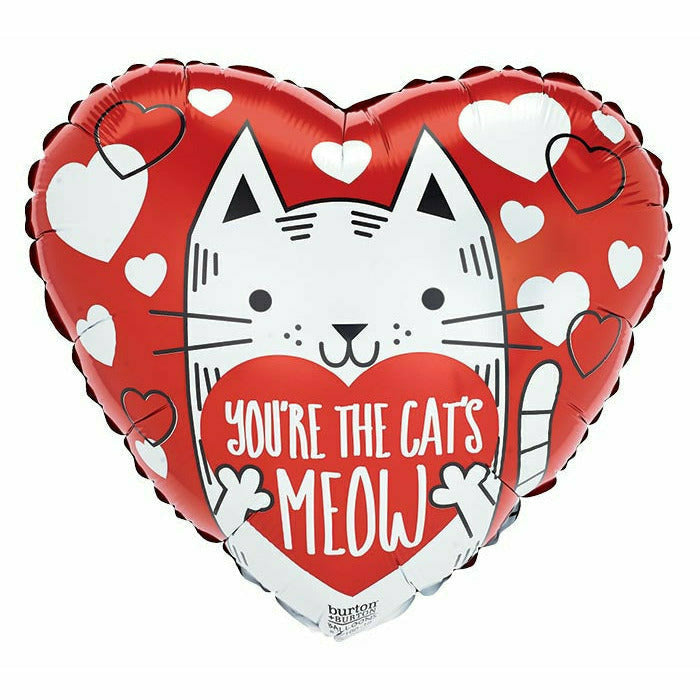 Burton and Burton BALLOONS G011 17&quot; YOU&#39;RE THE CAT&#39;S MEOW HEART BALLOON