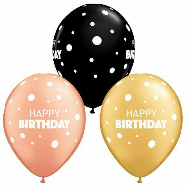 Burton and Burton BALLOONS Helium Filled Happy Birthday Big Little Dot Mixed Assortment Latex Balloon 1ct, 11&quot;