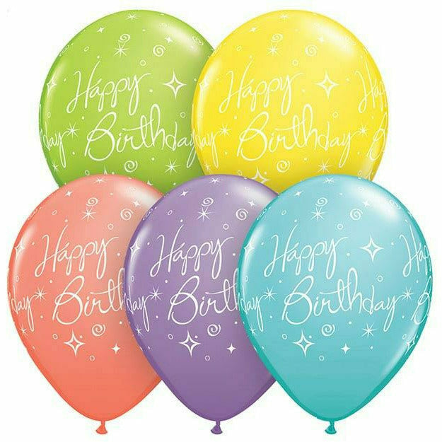 Burton and Burton BALLOONS Helium Filled Happy Birthday Sorbet Mixed Assortment Latex Balloon 1ct, 11&quot;