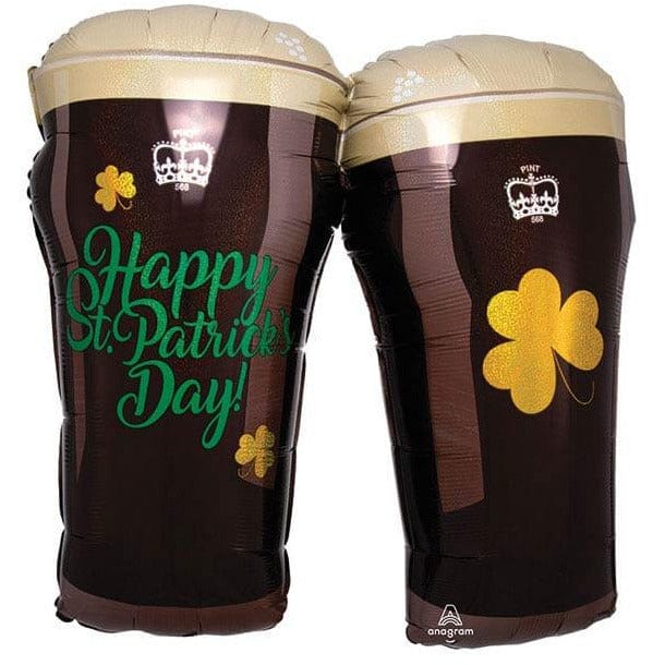 Burton and Burton BALLOONS St Patty&#39;s Beer Glasses 28&quot; Mylar Balloon