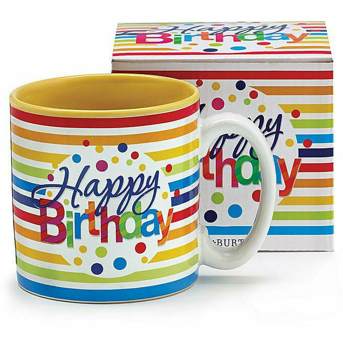 Burton and Burton BIRTHDAY HAPPY BIRTHDAY STRIPES CERAMIC MUG W/BOX