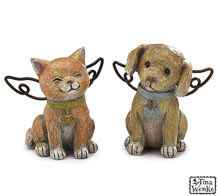 Burton and Burton BOUTIQUE Cat DOG/CAT RESIN ANGEL FIGURINE