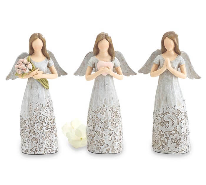 Burton and Burton BOUTIQUE Holding Flowers LACE ANGEL FIGURINES