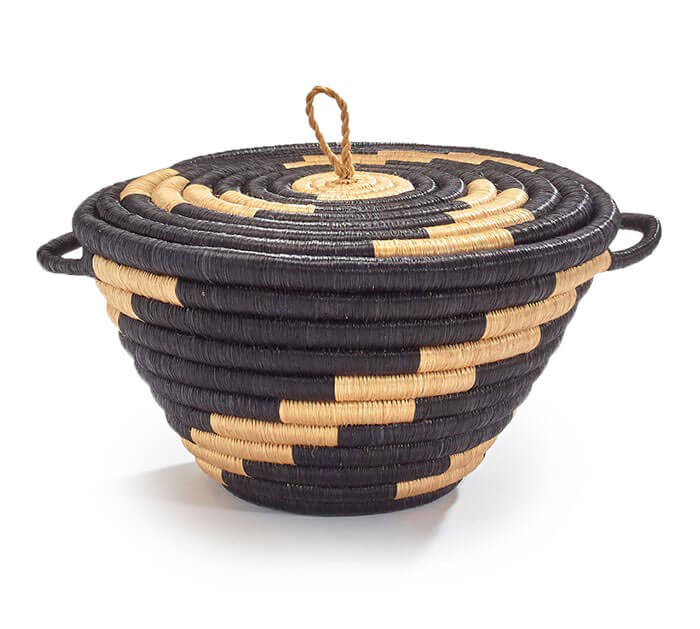 Burton and Burton BOUTIQUE RWANDA WEAVING HOPE 7&quot; BASKET WITH LID