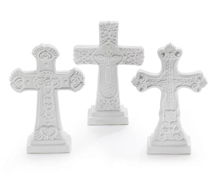 Burton and Burton BOUTIQUE WHITE CERAMIC CROSS SET