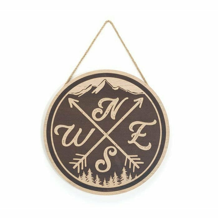 Burton and Burton DECORATIONS Wall Hanging Wood Burn Compass