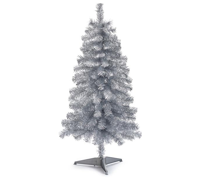 Burton and Burton HOLIDAY: CHRISTMAS 4" TALL SILVER TINSEL CHRISTMAS TREE