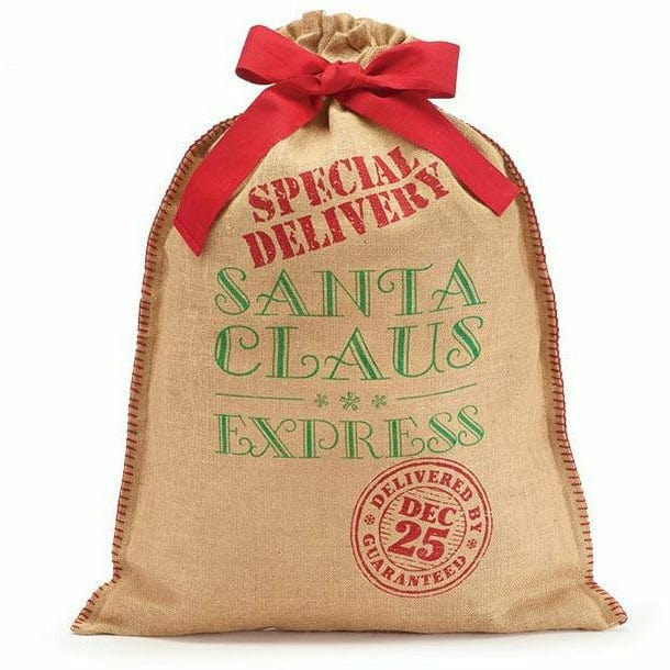 Burton and Burton HOLIDAY: CHRISTMAS SANTA CLAUS EXPRESS BURLAP SACK