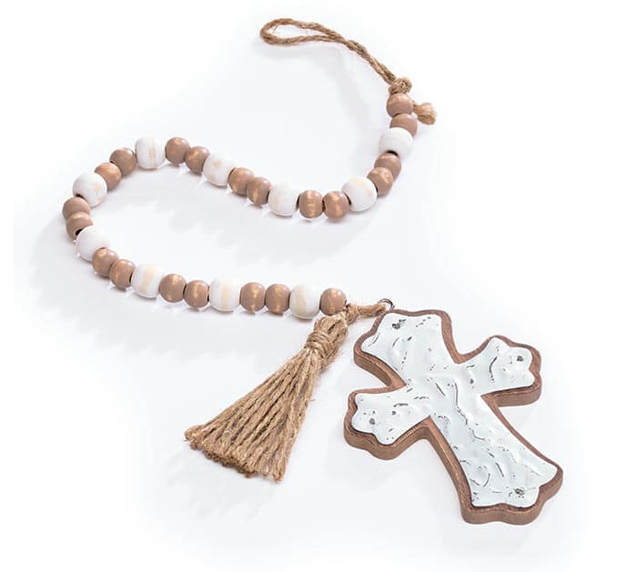 Burton and Burton HOLIDAY: EASTER EMBOSSED TIN CROSS PRAYER BEADS