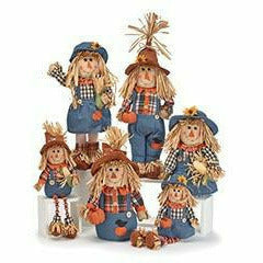 Burton and Burton HOLIDAY: FALL Decor Blue Jean Scarecrow Family of 6 Pieces