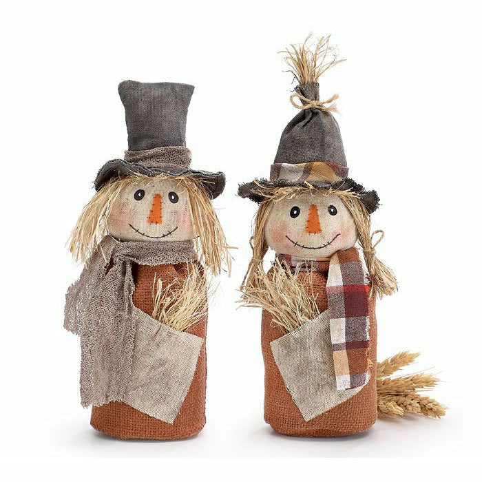 Burton and Burton HOLIDAY: FALL Girl BURLAP SCARECROW SITTERS WITH RAFFIA